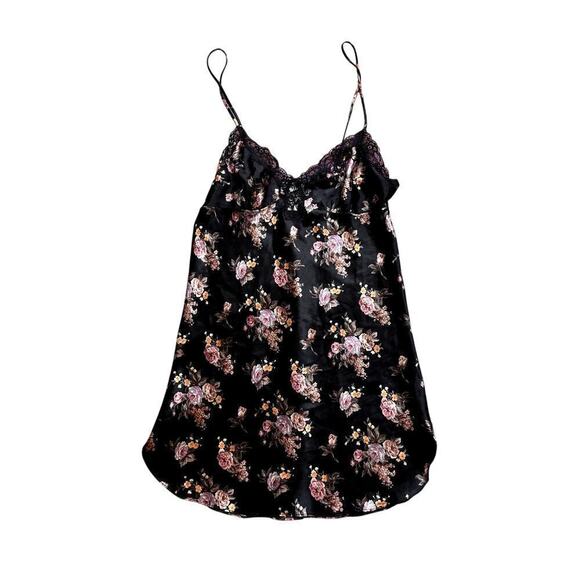 Dominique Simone Dresses & Skirts - VTG 90s Dominique Simone Women's Black Floral Slip Dress Size Medium